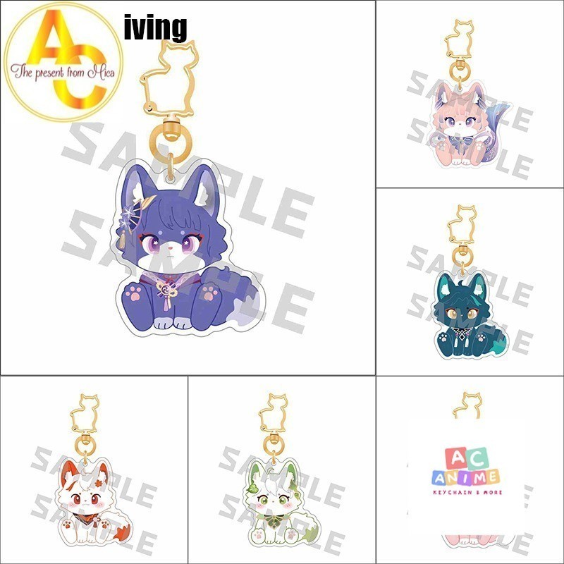 Móc khoá Wander Mặt Dây Chuyền acrylic Hình Mèo genshin Impreza xiao nahida