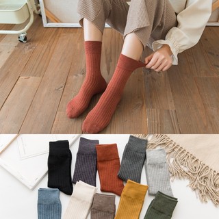 Tất vớ nữ nam cao cổ dài trắng dễ thương hàn quốc đẹp Aminta chân thấp nhún đủ màu trơn đen, đỏ, vàng, xám, xanh