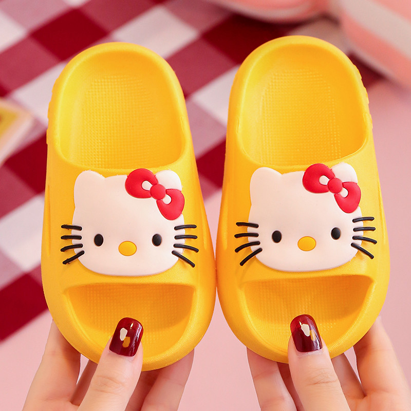 QS Cute Cartoon Children Slippers Girl Soft Thick Bottom Non-Slip Poop Feeling Baby Princess Mute Sa