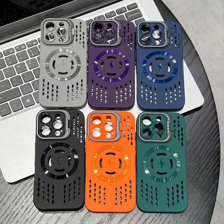 Ốp Điện Thoại Sang Trọng Từ Tính Giá Đỡ Tản Nhiệt Ốp Lưng Silicon Mềm Cho IPhone 16 15 14 13 12 11 Pro Max 14 15 Plus Ốp Lưng Chống Sốc