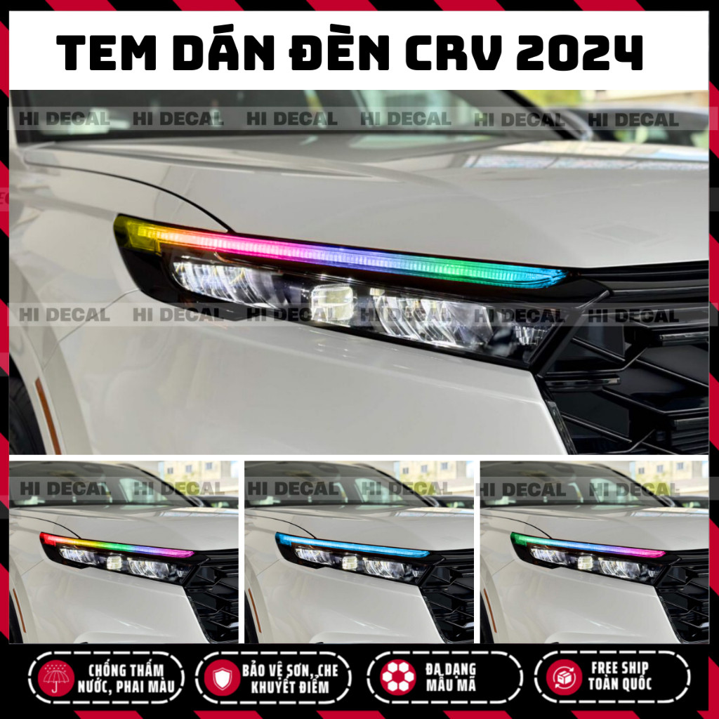 Tem dán đèn CRV 2023 2024 2025, decal trang trí đèn CRV chống nước, bền màu