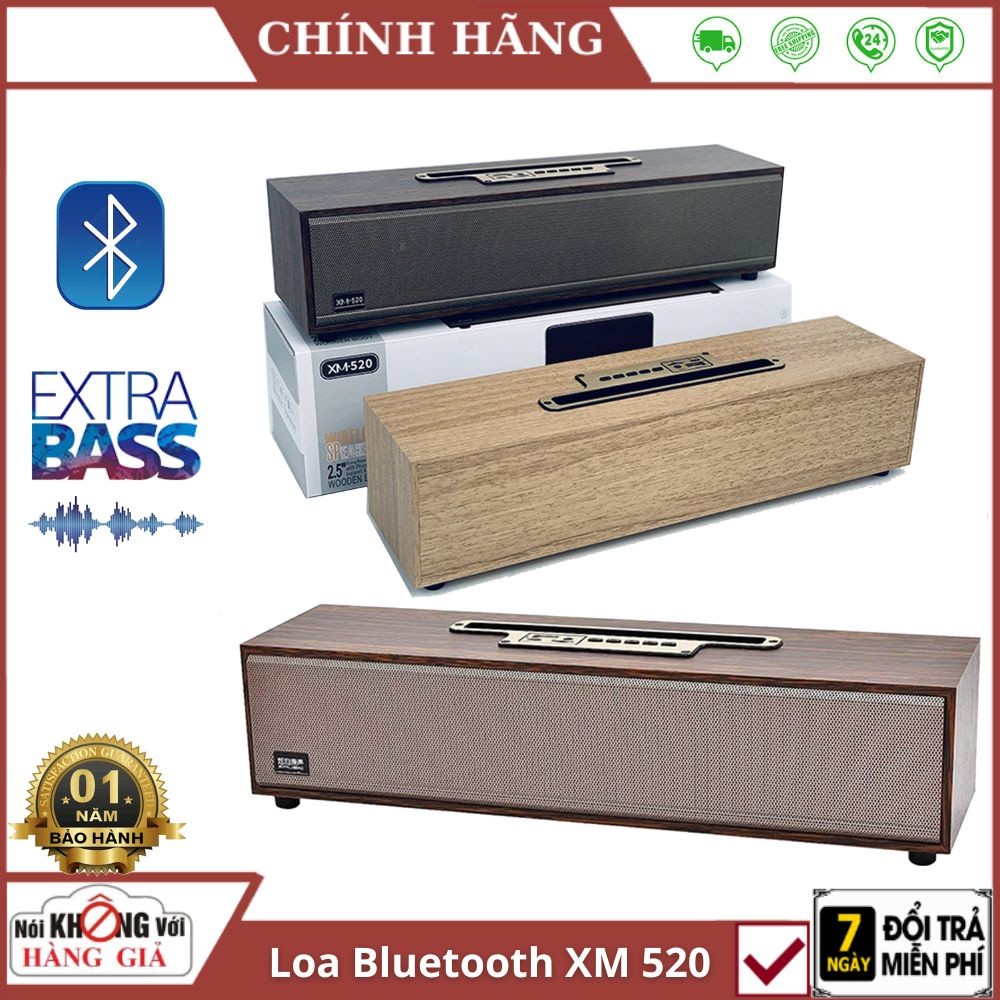 Loa bluetooth XM 520 Bass mạnh, công suất 20W siêu trầm , thiết kế vỏ gỗ dạng thanh để bàn Xm520 202