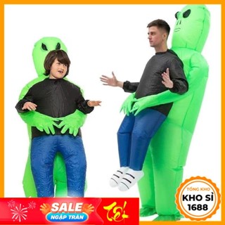 (TẶNG KÈM BỘ BƠM) Bộ Trang Phục Bơm Hơi Hóa Trang Người Ngoài Hành Tinh Xanh Lá Vui Nhộn Giáng Sinh Noel E1084