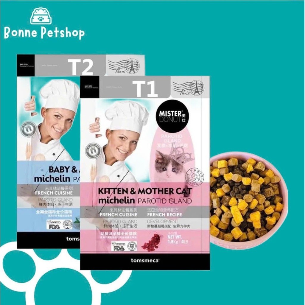 [Bao 9kg] Hạt Mister Donut T1 và T2 Dành Cho Mèo Trưởng Thành Và Mèo Con
