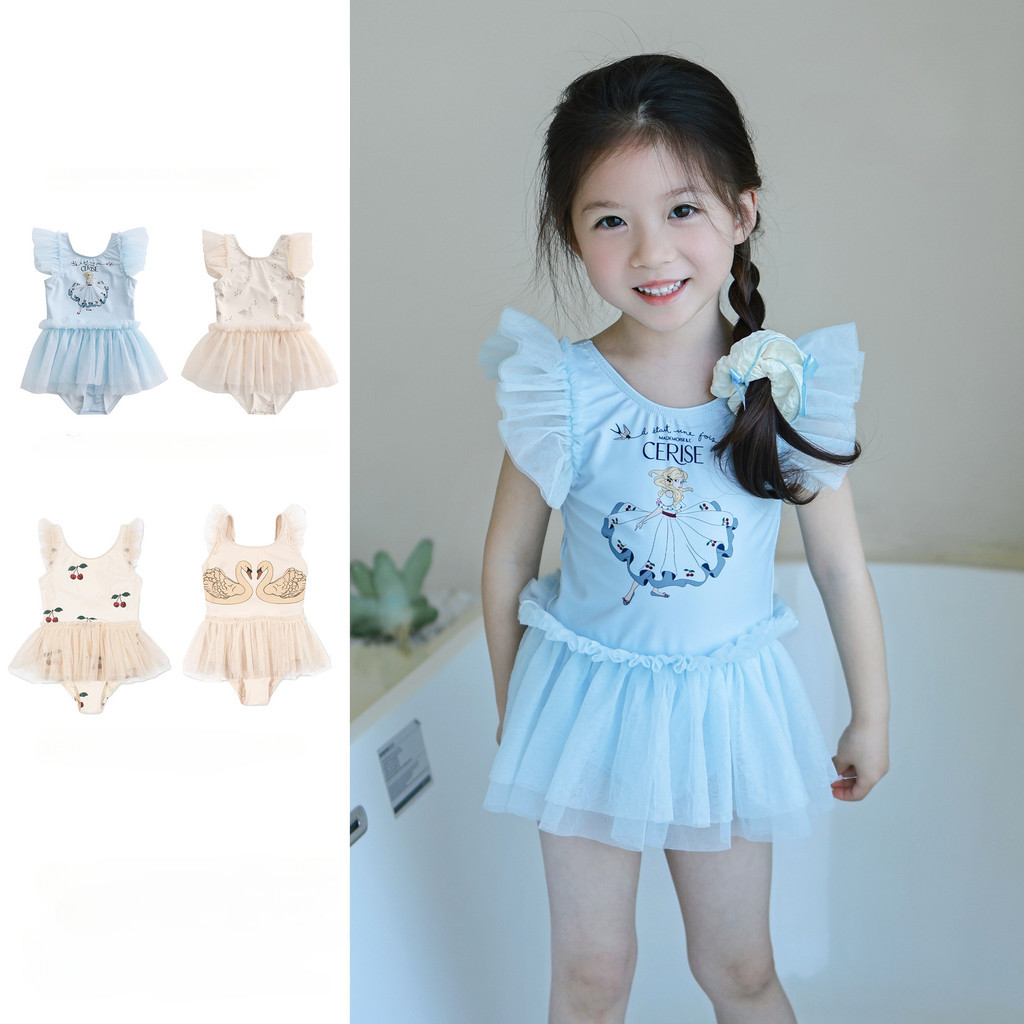 Đồ bơi phong cách xe tăng cho bé gái có tay áo mềm UPF50 + Đồ bơi trẻ em Đồ đi biển bằng lưới công c