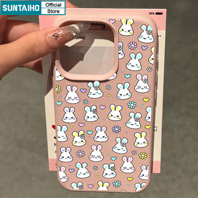 Suntaiho Dễ Thương Và Vui Vẻ Nhiều Màu Sắc Bunny Màu Hồng Vỏ Silicon Mềm Cao Cấp Chống Sốc Cho iPhone 11 12 13 14 15 16 Pro max IP 7 8 Plus Iphon X Xs XR Xs max