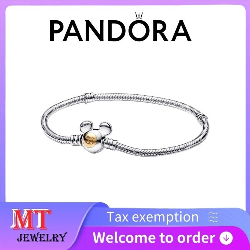 100% S925 Bạc Cặp Đôi Nữ Pandora Trang Sức DIY Rắn Dây Chuyền Vòng Tay