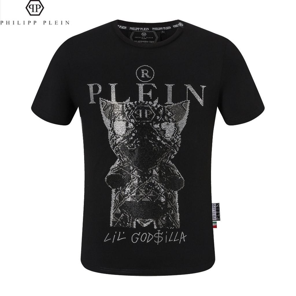 (Sản xuất tại Quảng Châu, Trung Quốc) Chất lượng cao Philipp Plein Mùa Hè Phong Cách Mới Nam Tay Ngắ