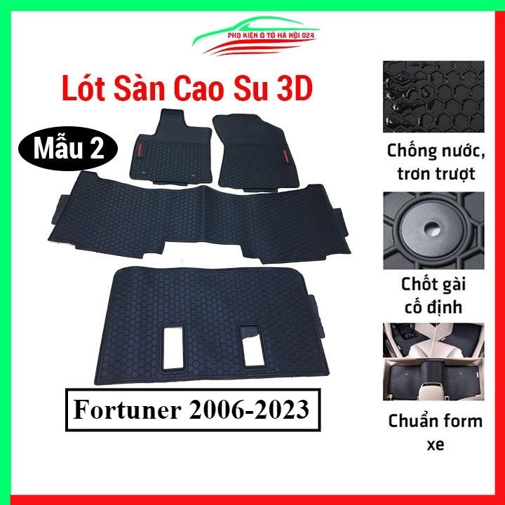 Thảm lót sàn cao su cho xe Fortuner 2006-2023 mẫu 2