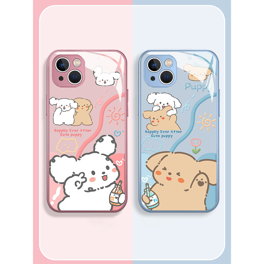 Kính gương phù hợp cho vỏ iPhone IP11IP12proIP13IP14IP15PLUS IP16PRO quy mô màu vàng trắng chó thiết