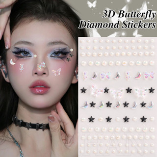 Nàng tiên cá, vỏ, ngọc trai Decal - Nhãn dán kim cương Aurora hoa bướm 3d - Chống thấm nước, tự dính, Nhãn dán hình xăm cơ thể nhiều yếu tố - Trang trí trang điểm tự làm tiệc sân khấu