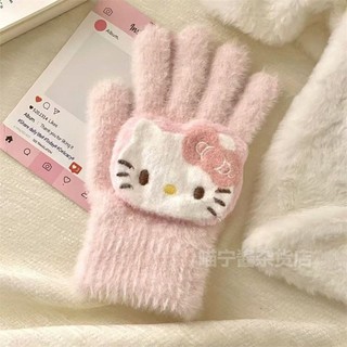  Găng tay năm ngón mèo Kitty ngọt ngào mùa đông Găng tay sang trọng ấm áp dành cho nữ 