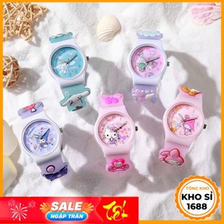 Đồng hồ đeo tay cho bé hình Sanrio Melody Kuromi Cinnamoroll 3D dễ thương, dây silicon chống thấm nước cho trẻ em E2136