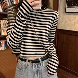 Áo thun dài tay sọc màu tương phản thời trang Marbit dành cho nữ mới