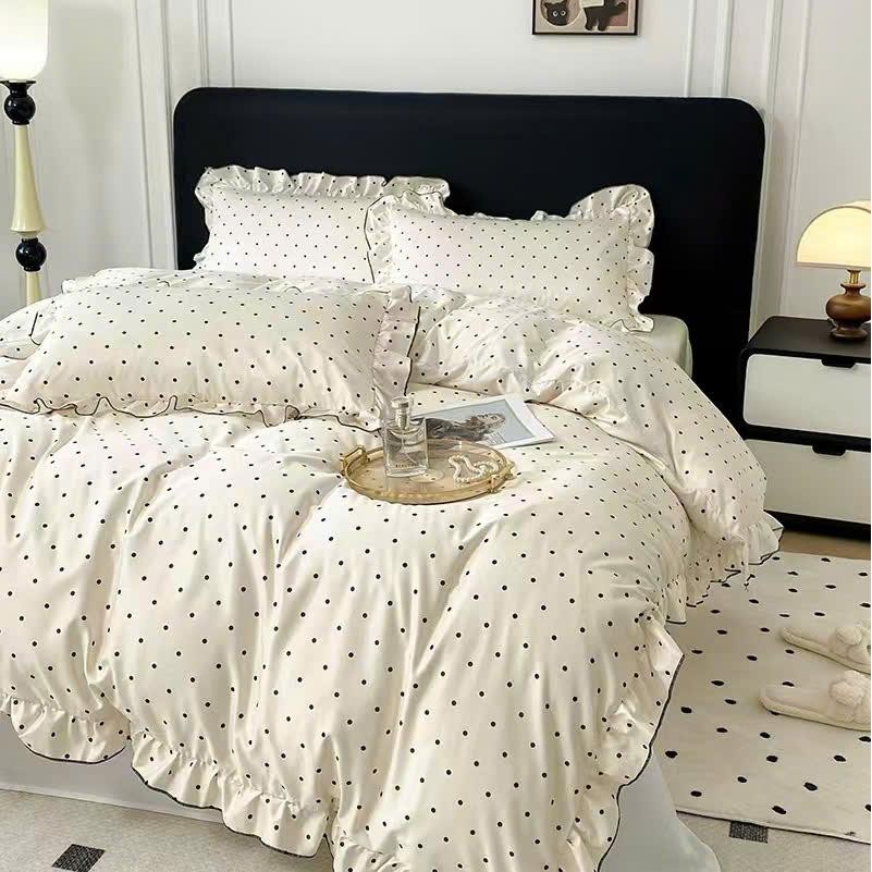 Set Vỏ Chăn Ga Gối 4 Món Lụa Viscose Mát Cho Mùa Hè, Màu Sắc Pastel Nhẹ Nhàng Kết Hợp Bèo Nhúm Xinh 