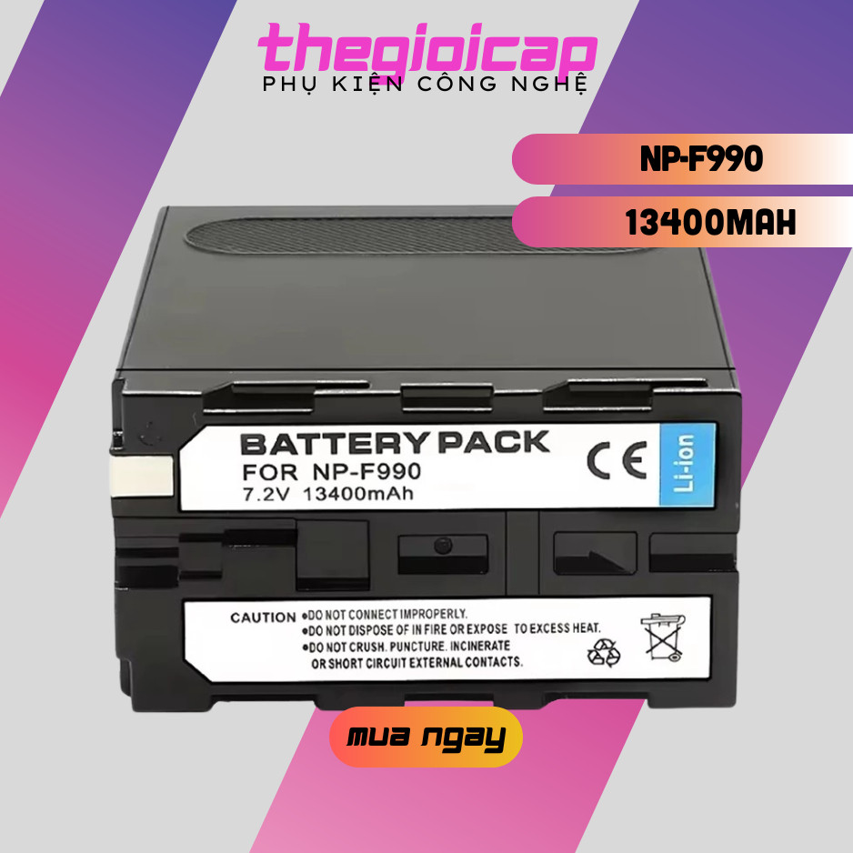 Pin NP-F990 7.2V 13400mAh Cho Đèn Led, Máy Ảnh, Monitor, Wireless Cổng Sạc TypeC