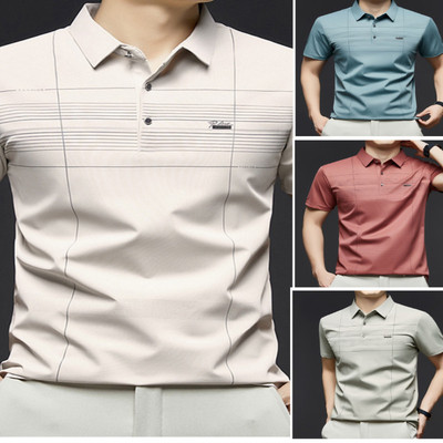 Áo Sơ Mi Nam Tay Ngắn Ice Silk Rời Và Đa Năng Ve Áo Thường Ngày ZY10
