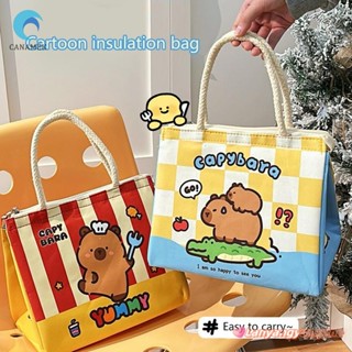 CANAMEK Hoạt Hình Capybara Hộp Cơm Trưa Túi Cách Nhiệt Túi Tote Bento Túi Ăn Trưa Cho Nữ Bé Gái Túi Di Động Quà Tặng Mới