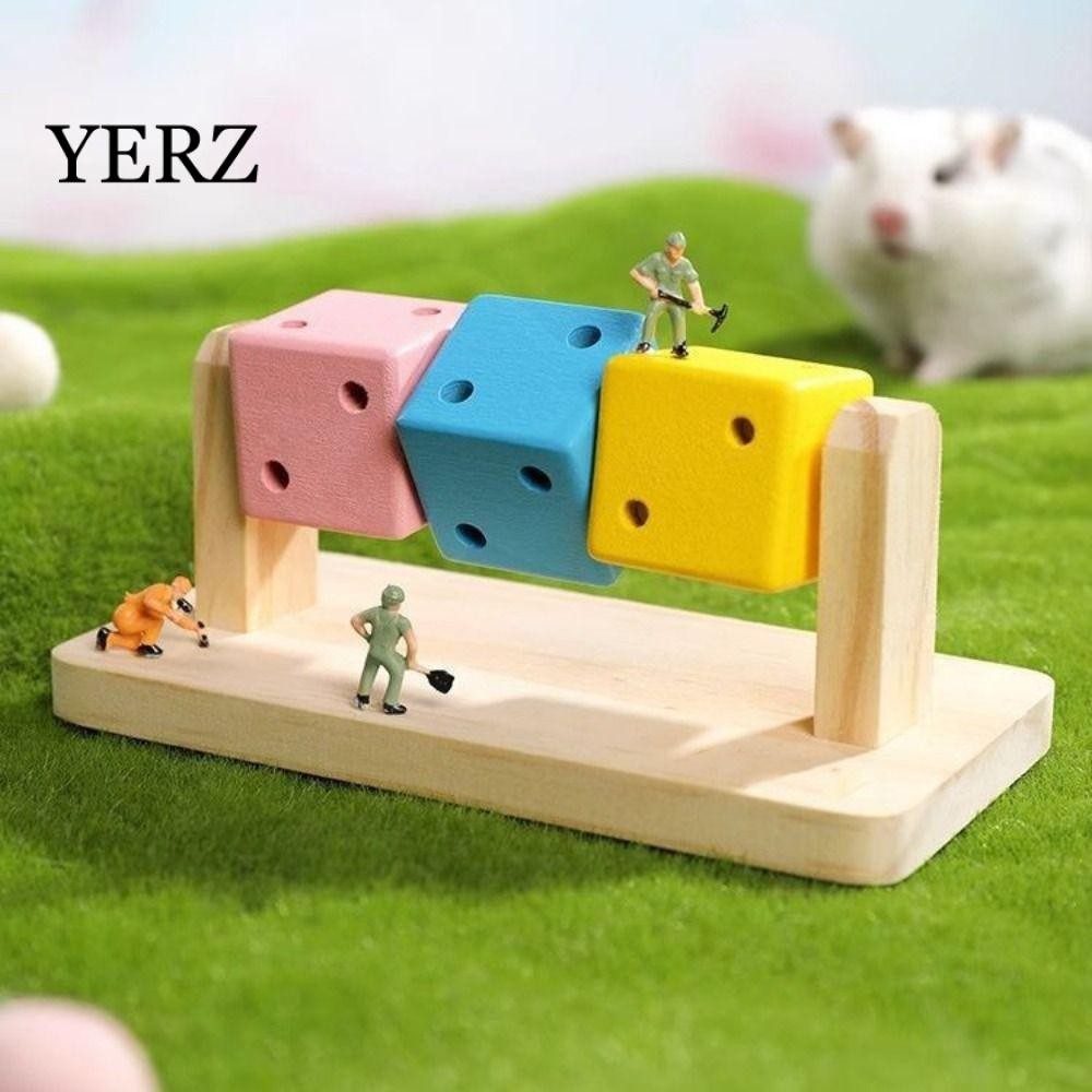 Yerz Hamster Cube Đồ Chơi, Chống Cắn Thú Cưng Vui Nhộn Nhai Khối, Cube Hamster Đồ Chơi Cầu Vồng Gỗ H