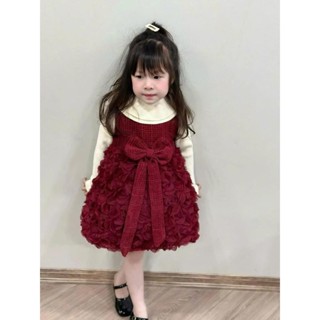   8kg-18kg  váy dạ hoa hồng  KHÔNG GỒM ÁO TRONG  cực sang chảnh và ấm cho bé gái diện thu dông và lễ hội 