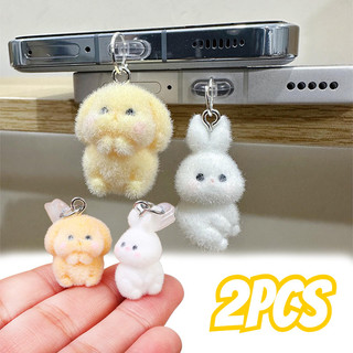 1 / 2 Chiếc Điện Thoại Hình Thỏ Trắng Vàng Chống Bụi Cắm - Cổng Sạc Cắm DIY Hoạt Hình Mặt Dây Chuyền Trang Trí