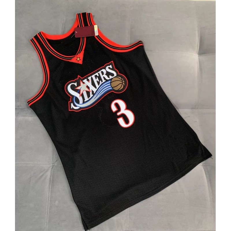 Áo bóng rổ nam Philadelphia 76ers Allen Iverson màu đen cao cấp