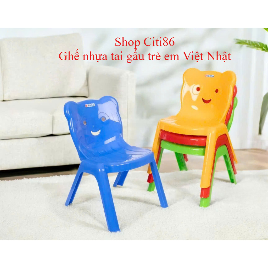 Ghế nhựa trẻ em, học sinh tựa lưng tai gấu Việt Nhật 1951. Ghế tựa lưng mẫu giáo chắc chắn bền đẹp