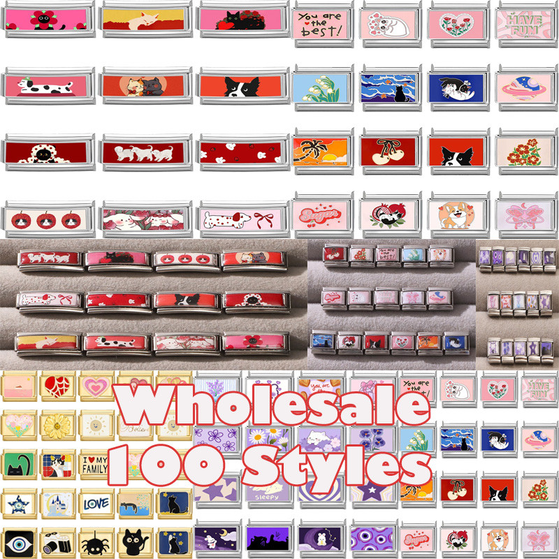 Wholesale Animal Swimming Dogs Cats Sheep Charm Bracelet Fit 9mm Bracelet Stainless Steel Italian Li