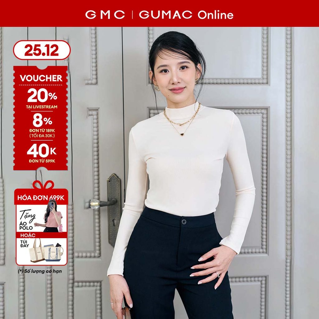   MUA 2 GIẢM 25K   Áo thun ôm cổ cao thời trang GUMAC LATE0927 