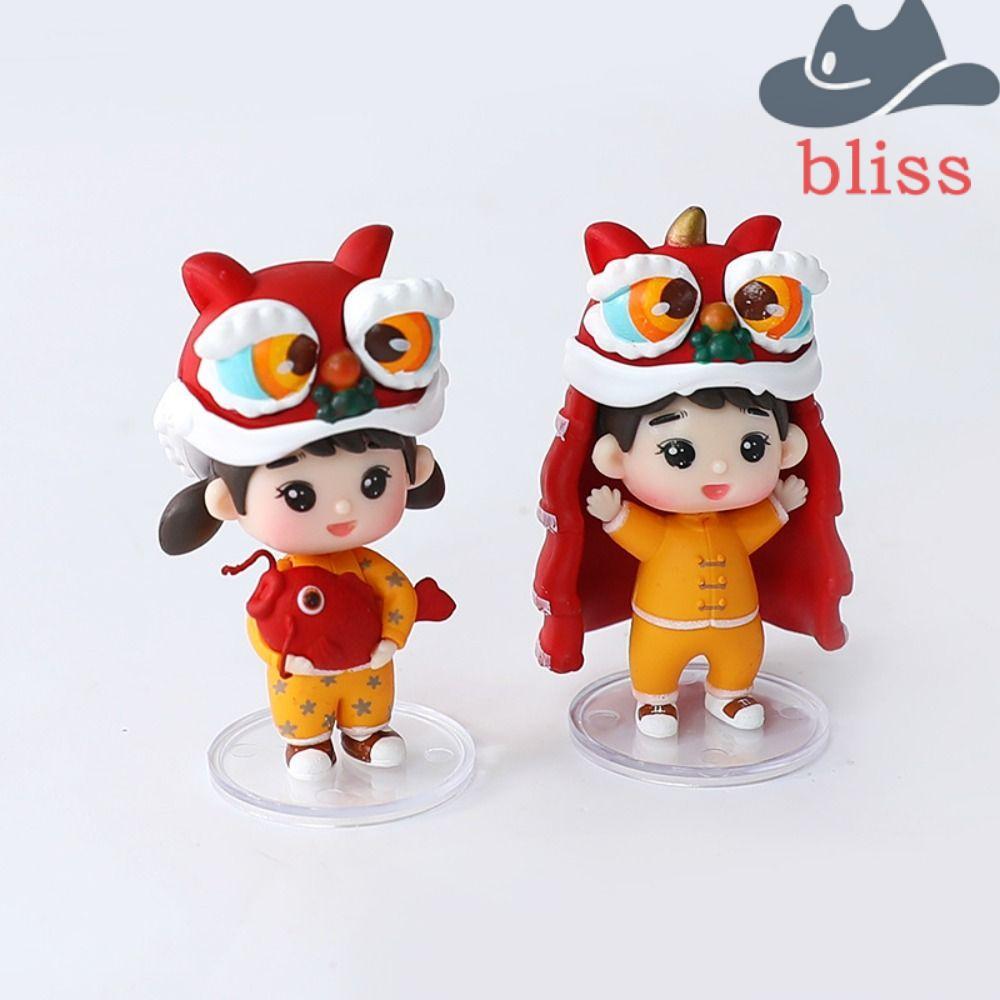 BLISS Lion Dance Doll Trang trí, PVC Lion Dance Lion Dance Trang trí búp bê Koi Boy Girl, Tượng bé t