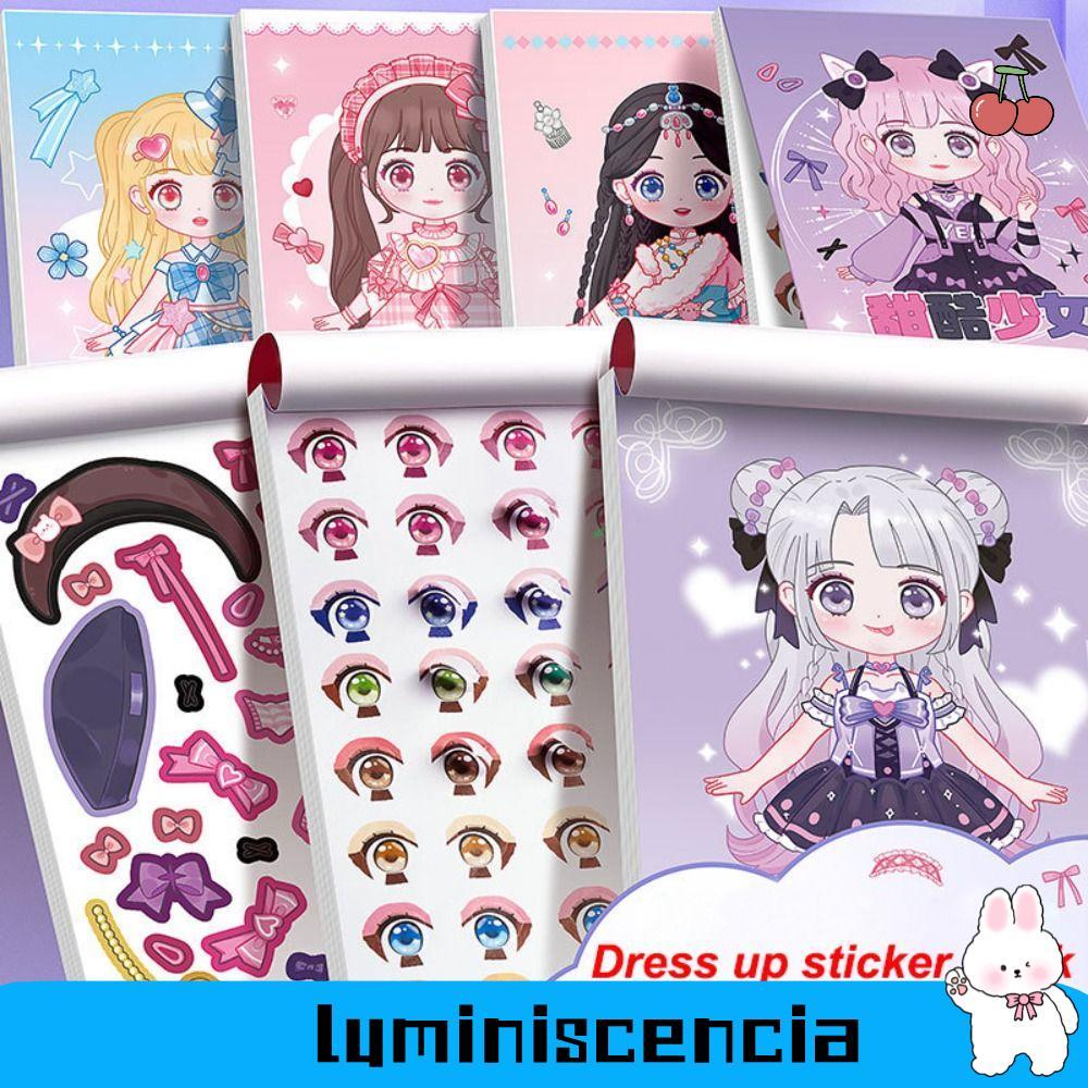 LUMINISCENCIA Dress Up Sticker Book, Phim hoạt hình DIY Girl Sticker Book, Không cắt công chúa Dress