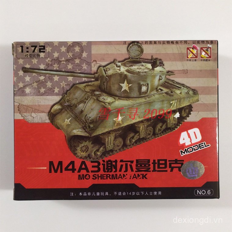 Sherman M4A3 Tank 1 / 72 Model 1: 72 Model 1: 72 Xe Tăng Model 4D Lắp Ráp Mô Hình
