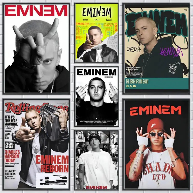 Retro Rapper E-Eminem Poster Tường Hiện Đại Và Thanh Lịch Để Trang Trí Nhà Phòng Khách Ký Túc Xá Ngh