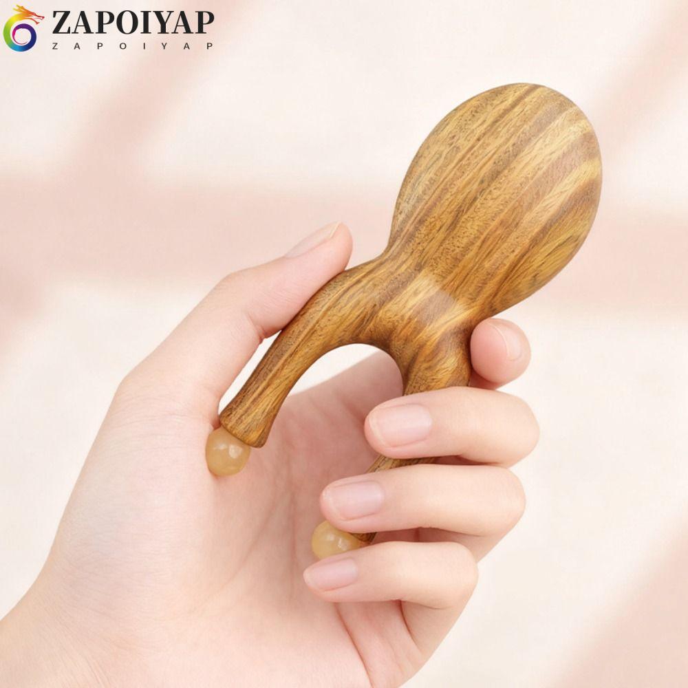 Lược mát xa kinh tuyến ZAPPOIYAP, Fascia Nâng hình ếch Guasha Dụng cụ mát xa mặt, Tay cầm bằng gỗ cầ