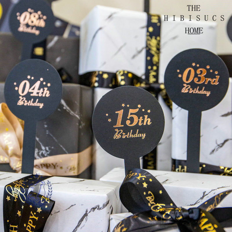 Z1-40 Thẻ Sinh Nhật Số Thẻ Mạ Vàng Năm Tuổi Thẻ Số Quà Tặng Trang Trí Thẻ Sinh Nhật Biển Số Tuổi Thẻ