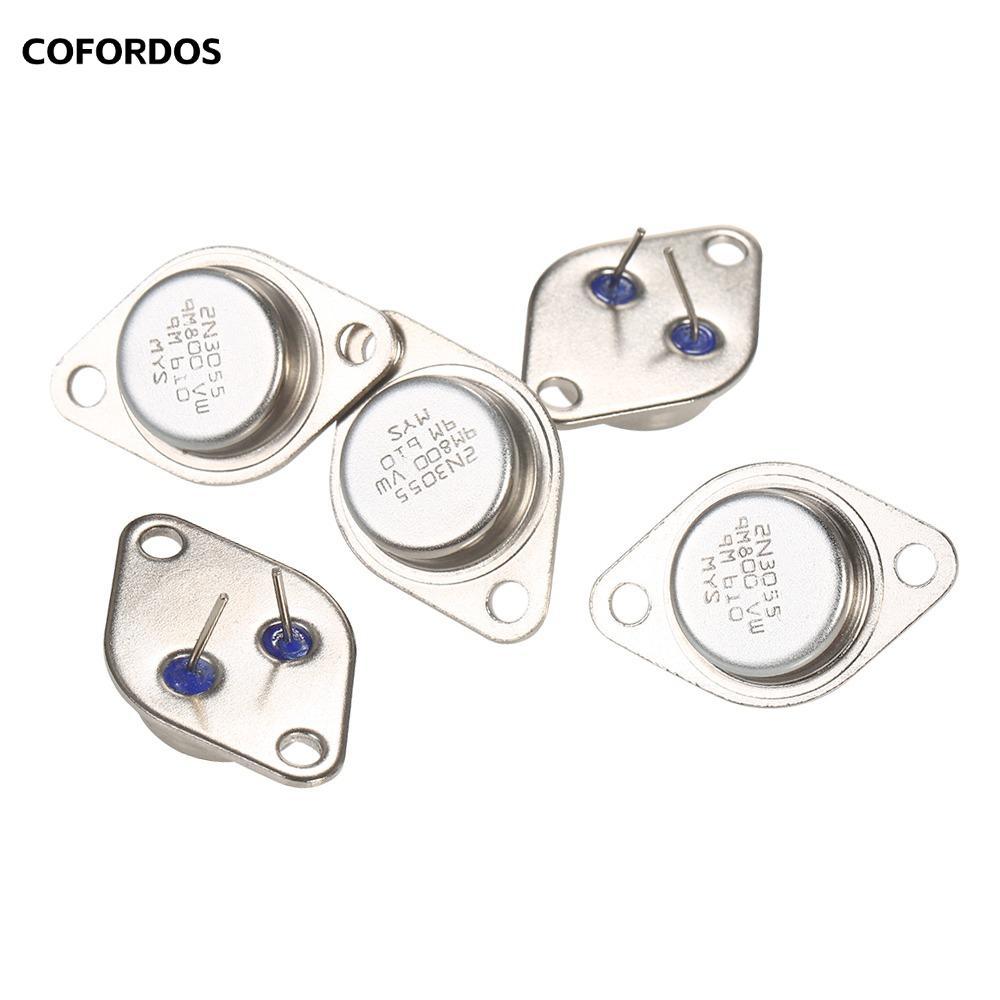 COFORDOS 5 Cái 2N3055 Điện Transistor, 15A / 60V 2N3055 NPN Power Transistors Set Metal TO-3 TO-3 Tr