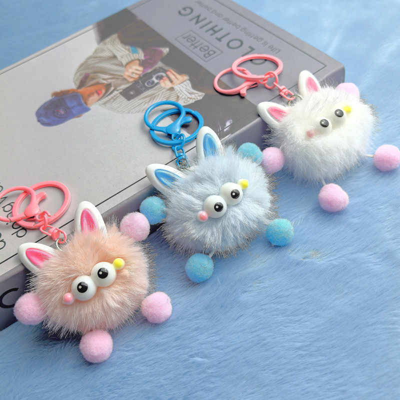 Mặt Dây Chuyền Túi Lông Thú Tai Chồn Hot Trên Mạng Dễ Thương Hoạt Hình Quả Bóng Lông Cặp Đôi Bạn Gái Quà Tặng Móc Khóa