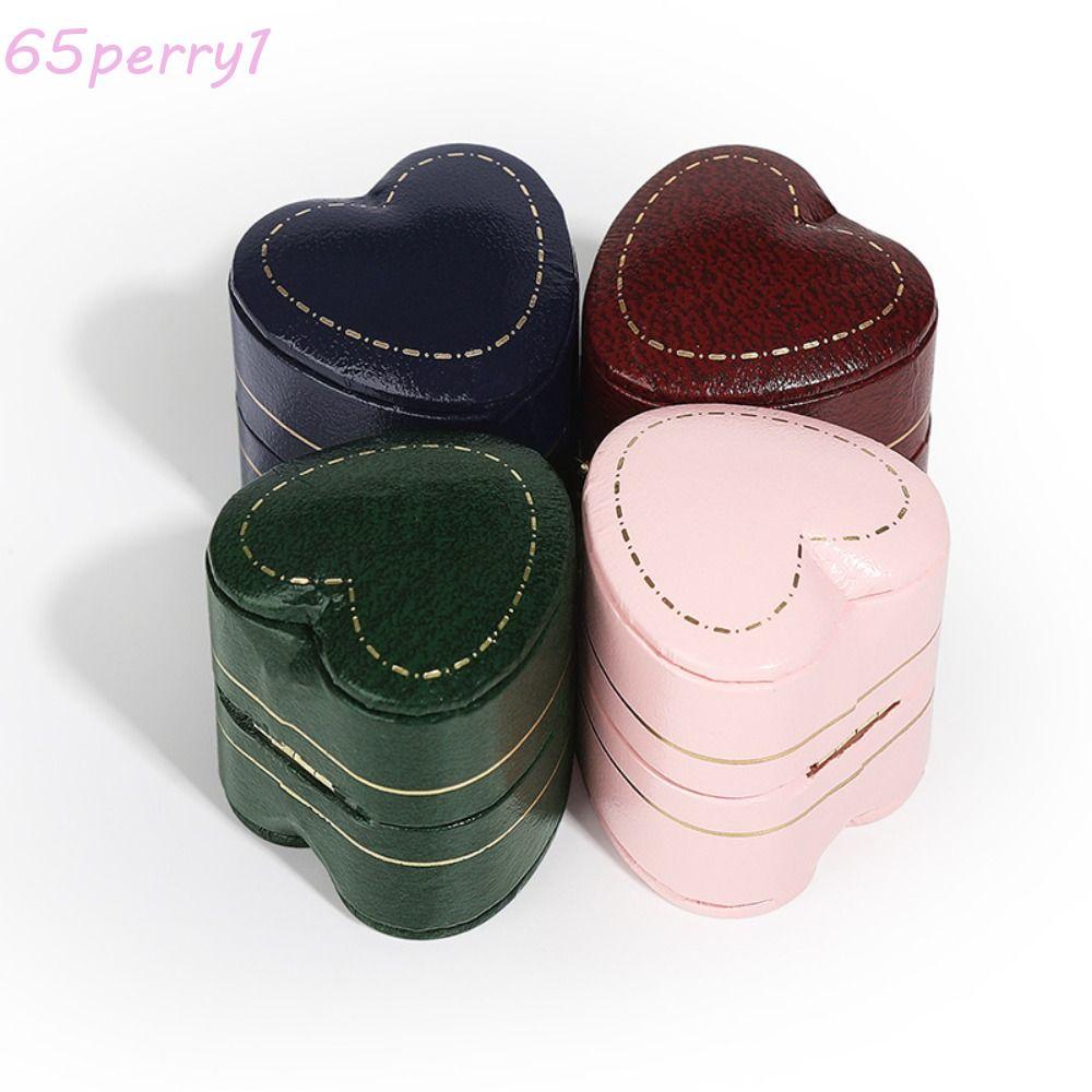 Hộp nhẫn đính hôn PERRY1, Hộp đựng màn hình nhung bằng da Hộp đựng nhẫn nhỏ, Hình trái tim chống bụi