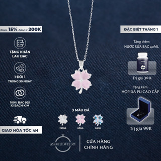  Dây chuyền bạc nữ Cỏ 4 Lá Hồng Asimi dây chuyền bạc Ý S925 nhẹ nhàng may mắn Love Letter Bloom DC73 