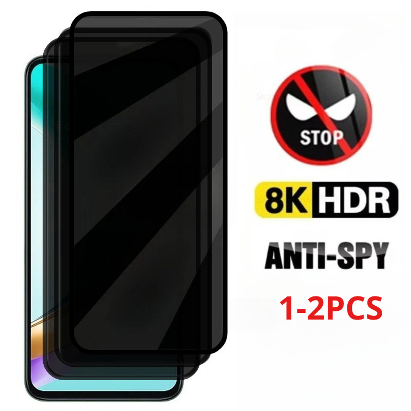 1-2 Chiếc Kính Cường Lực Cạnh Đen Cho iQOO U6 U5x U5e U5 Chống Gián Điệp Bảo Vệ Màn Hình Điện Thoại 