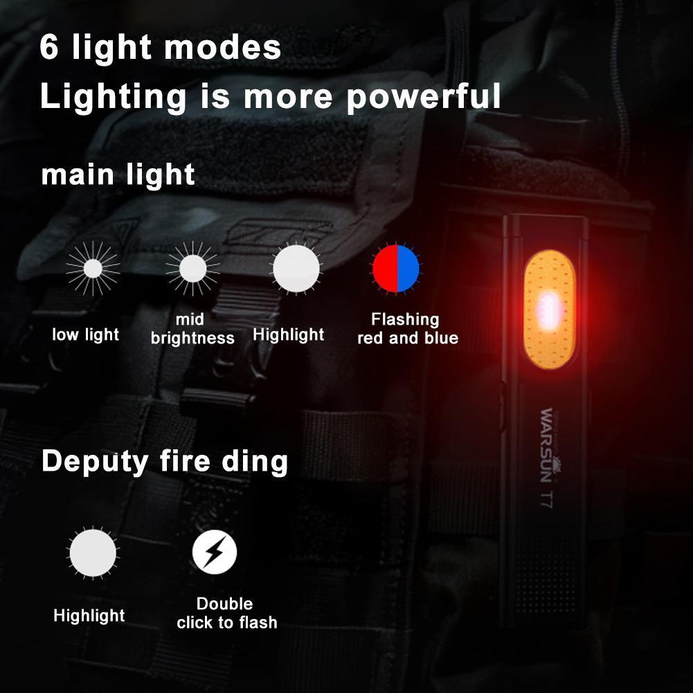 Warsun T7 Hợp Kim Nhôm Siêu Mỏng Nắp Đèn Pin Kẹp Ánh Sáng Với Cob Đèn Pha Bên V4n2