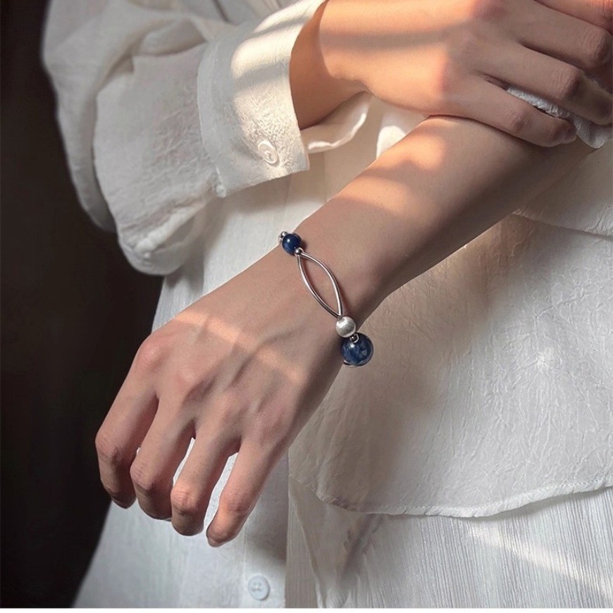 Vòng tay đá mắt hổ tự nhiên Kyanite