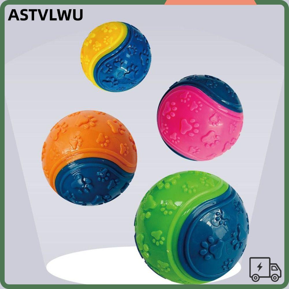 ASTVLWU Teasing Dog Ball, TPR 6.2cm Dog Chew Ball Toy, Orange Yellow Cat Bouncing Toy Ball Dog