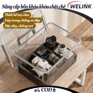 Bộ hộp chống ẩm máy ảnh DSLR Mirrorlessi Bridge Compact chuyên dụng 6in1-Hộp,đệm chống sốc,ẩm kế,Chất hút ẩm 