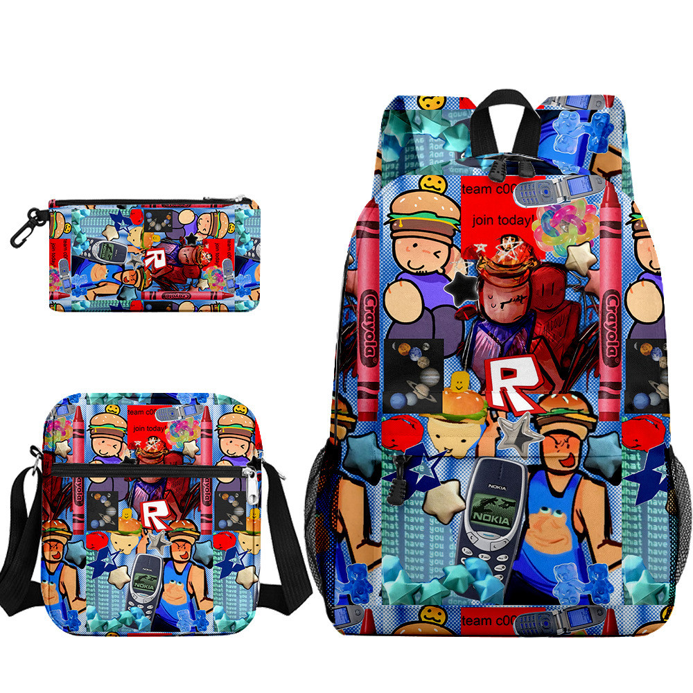 Gyj 3D Mới - Bộ 3 mảnh xuyên biên giới phong cách có in hình Roblox Forsaken Gubby, bao gồm ba lô, h