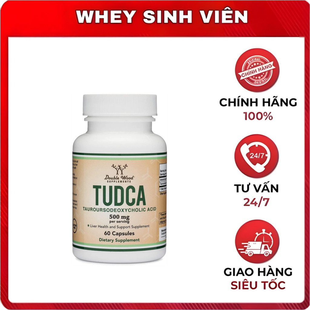 [Giá hủy diệt]  Double Wood TUDCA 500mg 60 viên - Hỗ Trợ Sức Khoẻ Gan & Mật tại Whey Sinh Viên