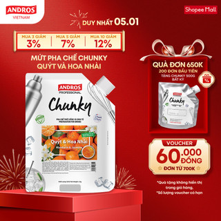  Mứt Pha Chế Quýt & Hoa Nhài - Có miếng trái cây thật - Nguyên liệu pha chế - ANDROS CHUNKY - 1kg 