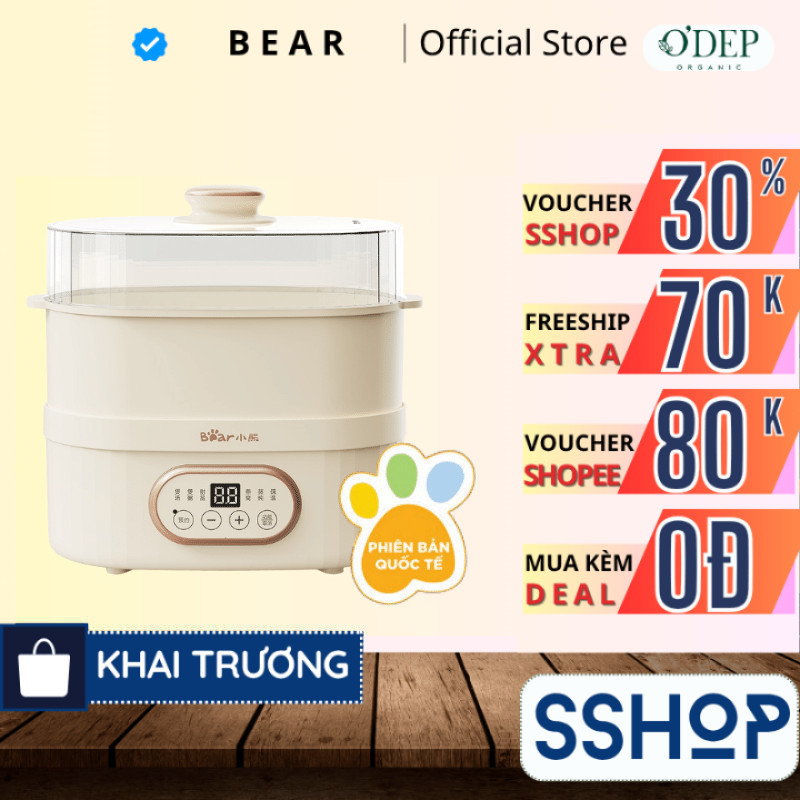 Nồi nấu chậm 1L đa năng Bear DDZ-C10V1 - Hàng chính hãng - SSHOP SSO
