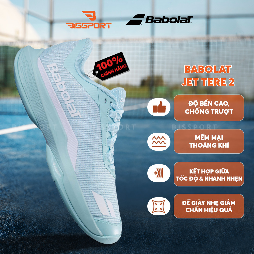 Giày Pickleball/Tennis BABOLAT JET TERE 2 ALL COURT WOMEN Xanh Hồng SKY Chính Hãng - Đế Siêu Bám - C