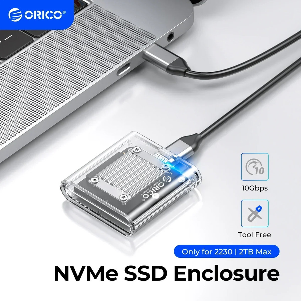 ORICO Mini 2230 M.2 Vỏ SSD NVMe Vỏ 10Gbps M.2 sang USB Type C Bộ chuyển đổi bên ngoài trong suốt NVM